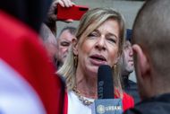 Hopkins speaking for Tommy Robinson Cleared Of Breaching Dispersal Order London (Image va Getty)